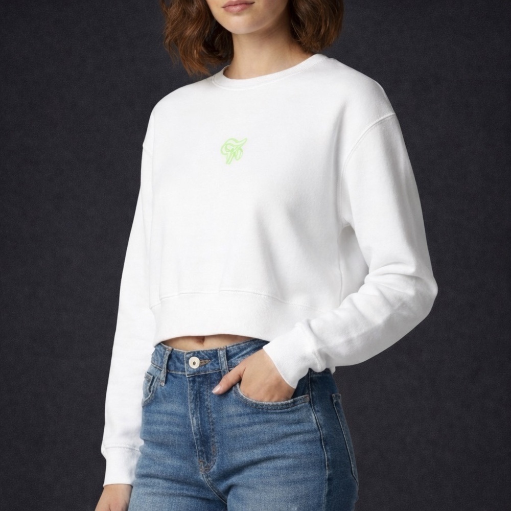 PINK Victoria's Secret White Cropped Sweatshirt